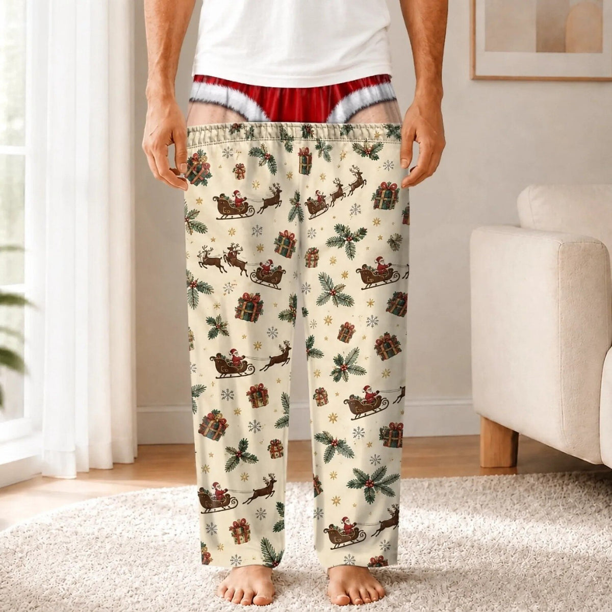 Men's Funny Red Plaid Pajama Pants