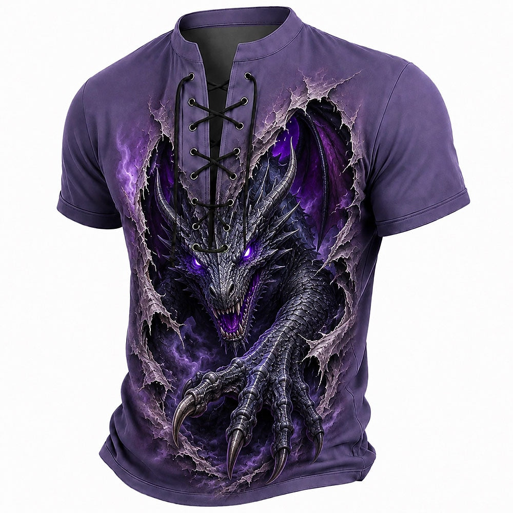 Men's Werewolf Horror Laceup Henley Tee