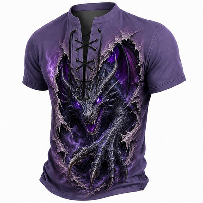 Men's Werewolf Horror Laceup Henley Tee