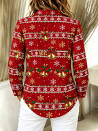 Women's Santa Snowman Christmas Button Shirt
