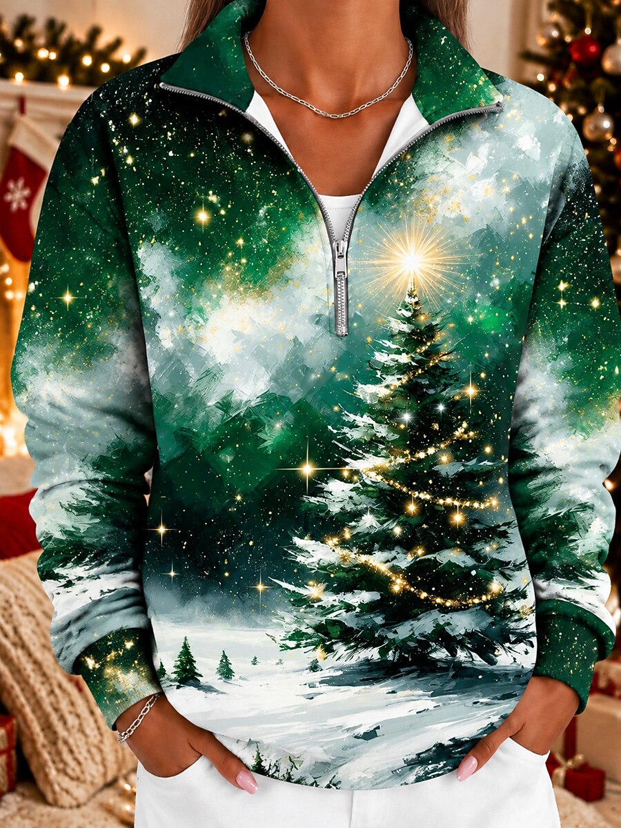 Women's Snowflake High Neck Zip Sweatshirt