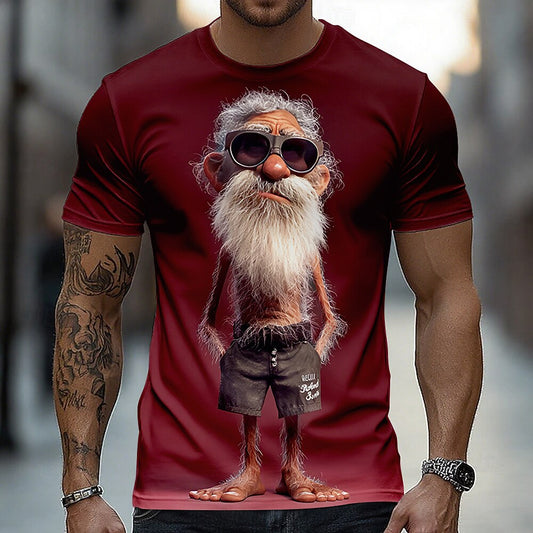 Men's Cool Grandpa Caricature Graphic Tee