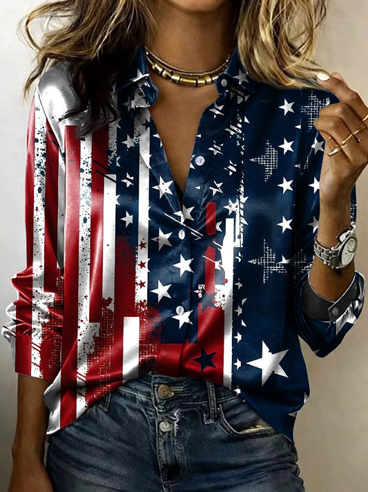 Women's Vintage Flag Long Sleeve Shirt
