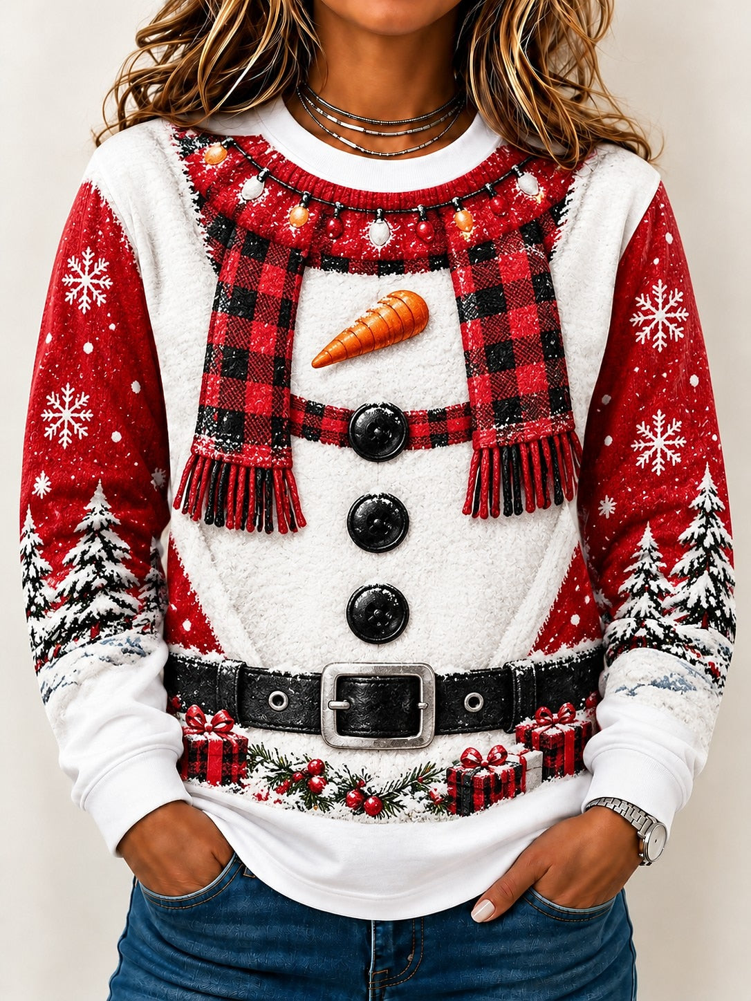 Santa Claus Graphic Women's Crewneck Shirt