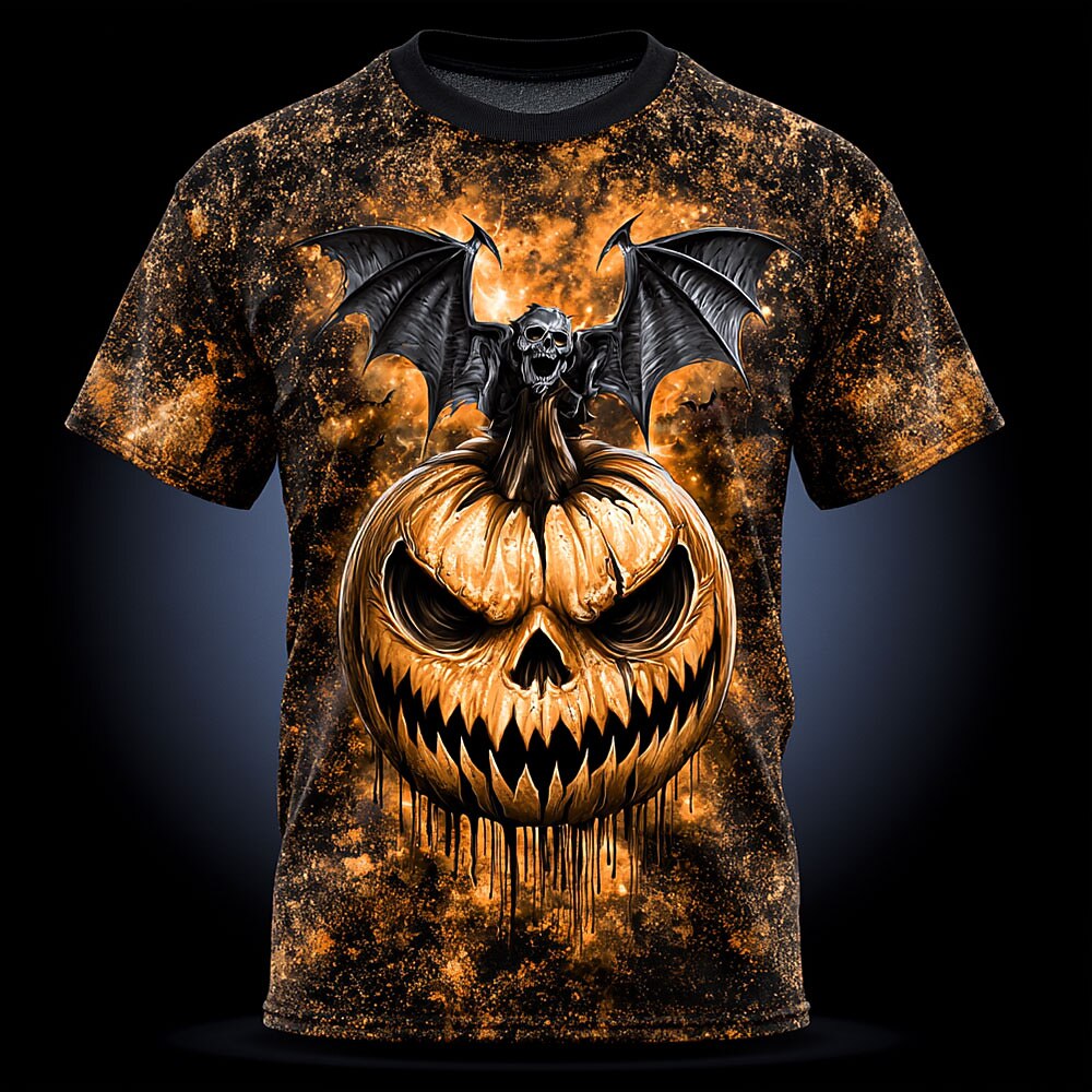 Men's Halloween Pumpkin Skeleton Tee