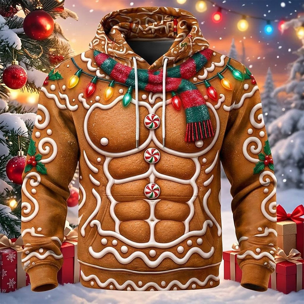 Men's Brown Simulation Christmas Hoodie