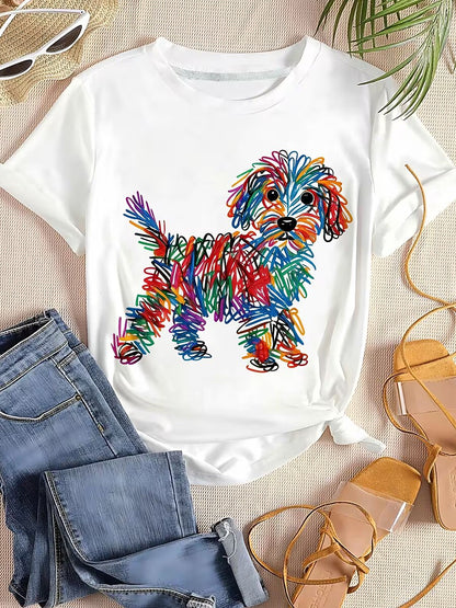 Women's Rainbow Dog Graphic Tee