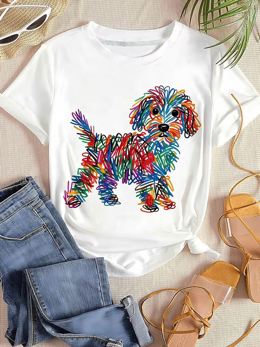 Women's Rainbow Dog Graphic Tee