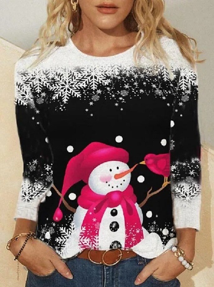 Women's Christmas Snowflake Tree Graphic Tee