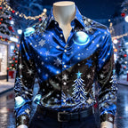 Men's Colorful Christmas Tree Satin Shirt