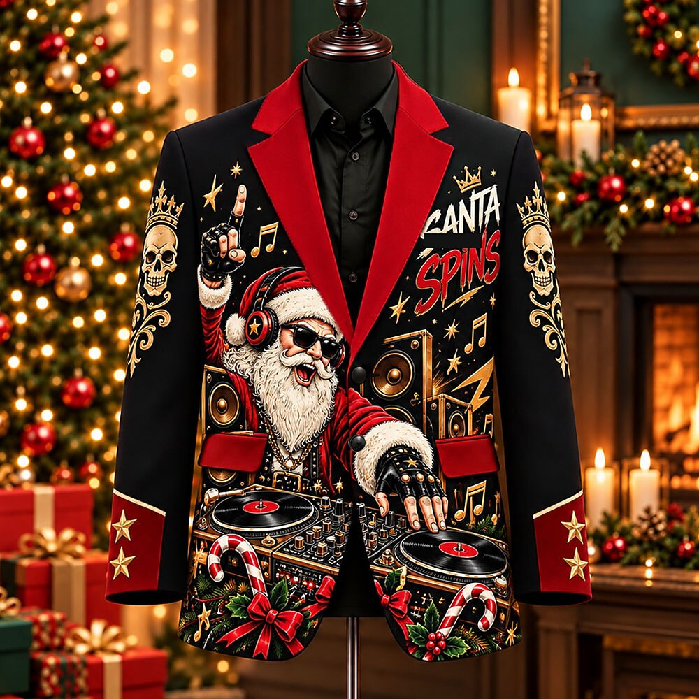 Men's Black Santa Claus Party Blazer