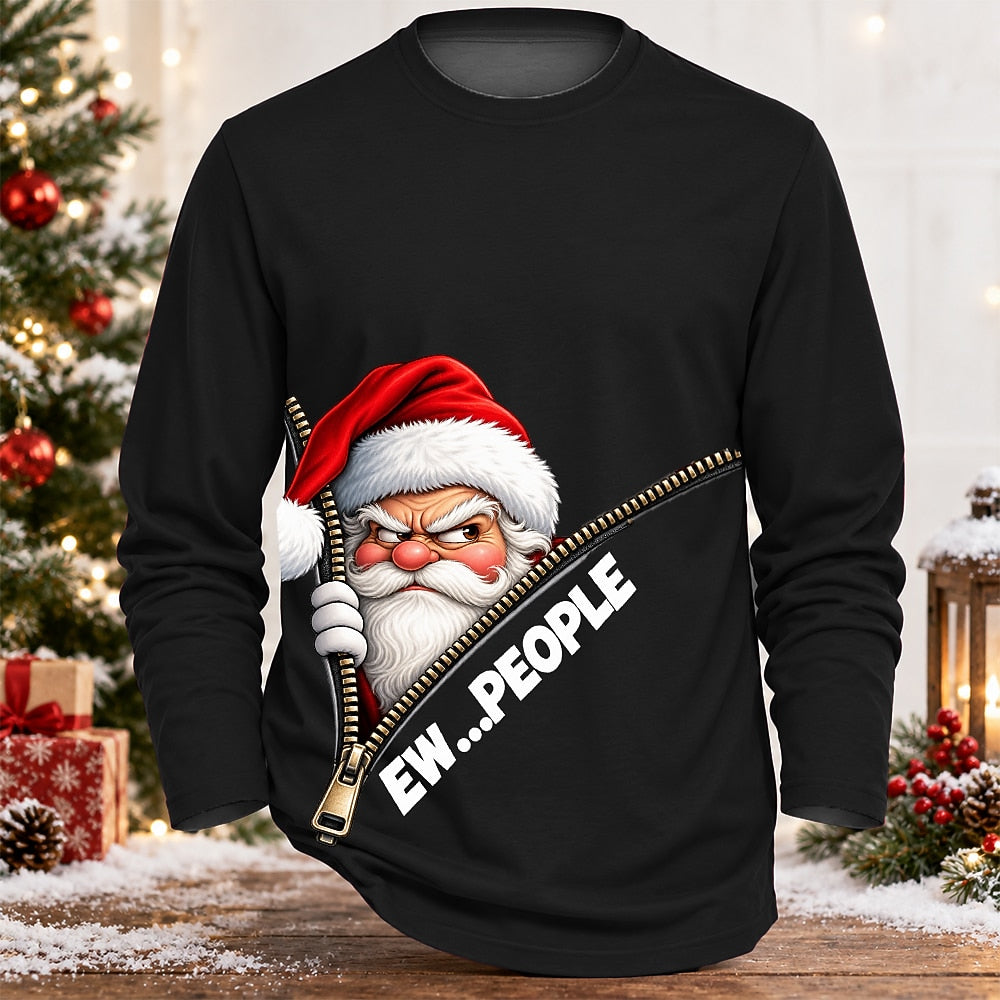Men's Funny Santa Christmas Longsleeve Tee