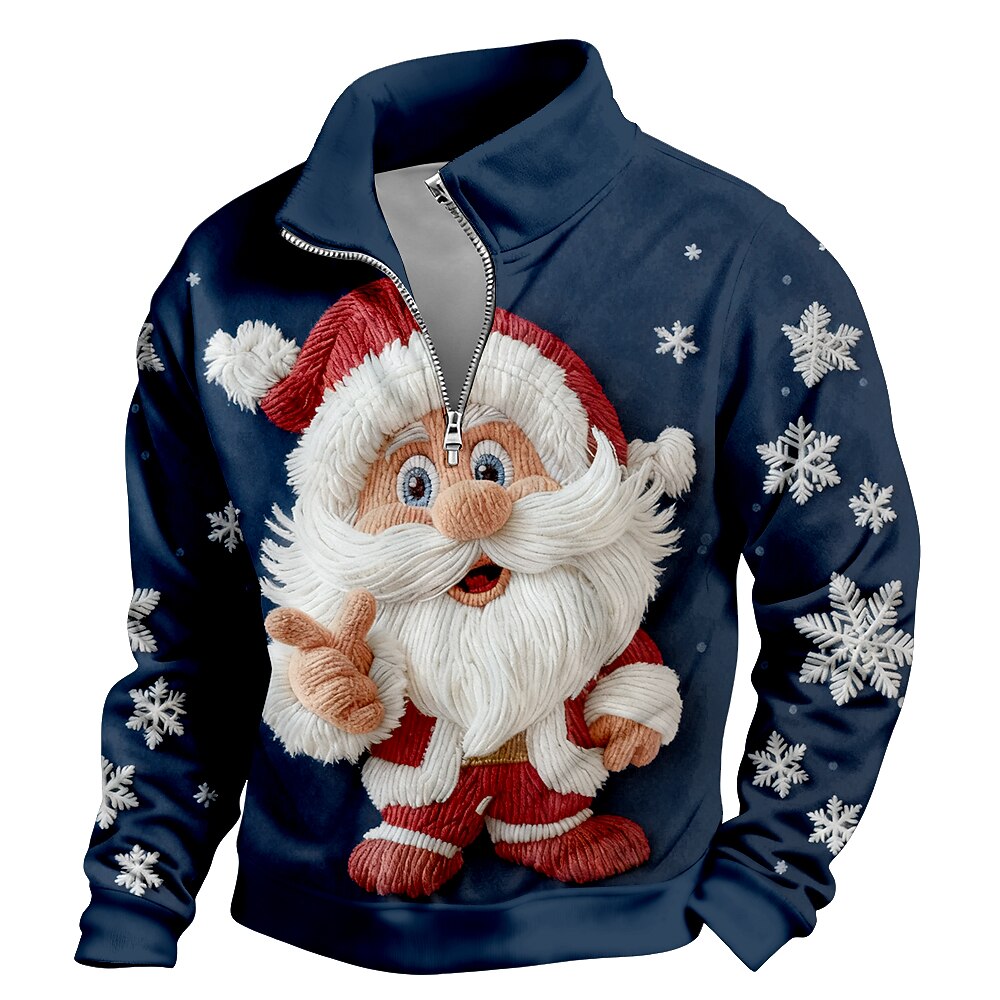 Santa Claus Christmas Stand Collar Sweatshirt