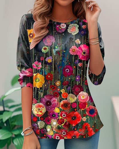 Women's Vintage Garden Floral Graphic Tee