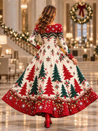 Ombre Christmas V Neck Maxi Dress