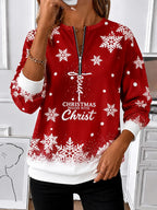 Women's Abstract Print Zip Up Sweatshirt