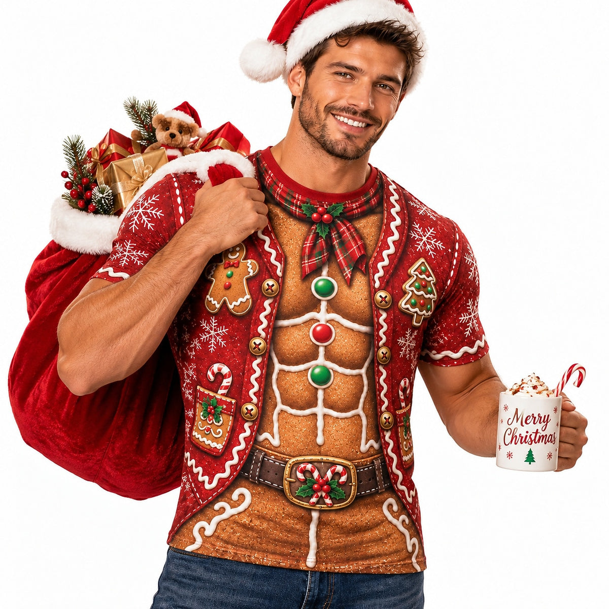 Christmas Gingerbread Man Funny Graphic T-Shirt