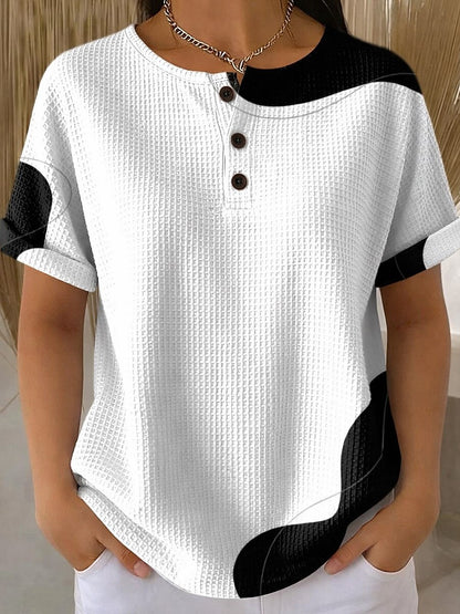 Women's Colorblock Geometric Art Graphic Tee