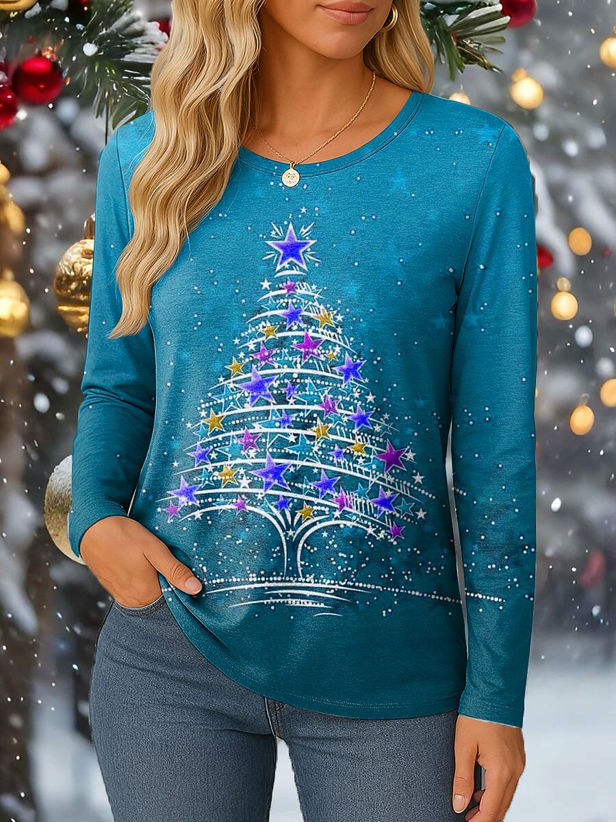Women's Christmas Tree Graphic Longsleeve Tee