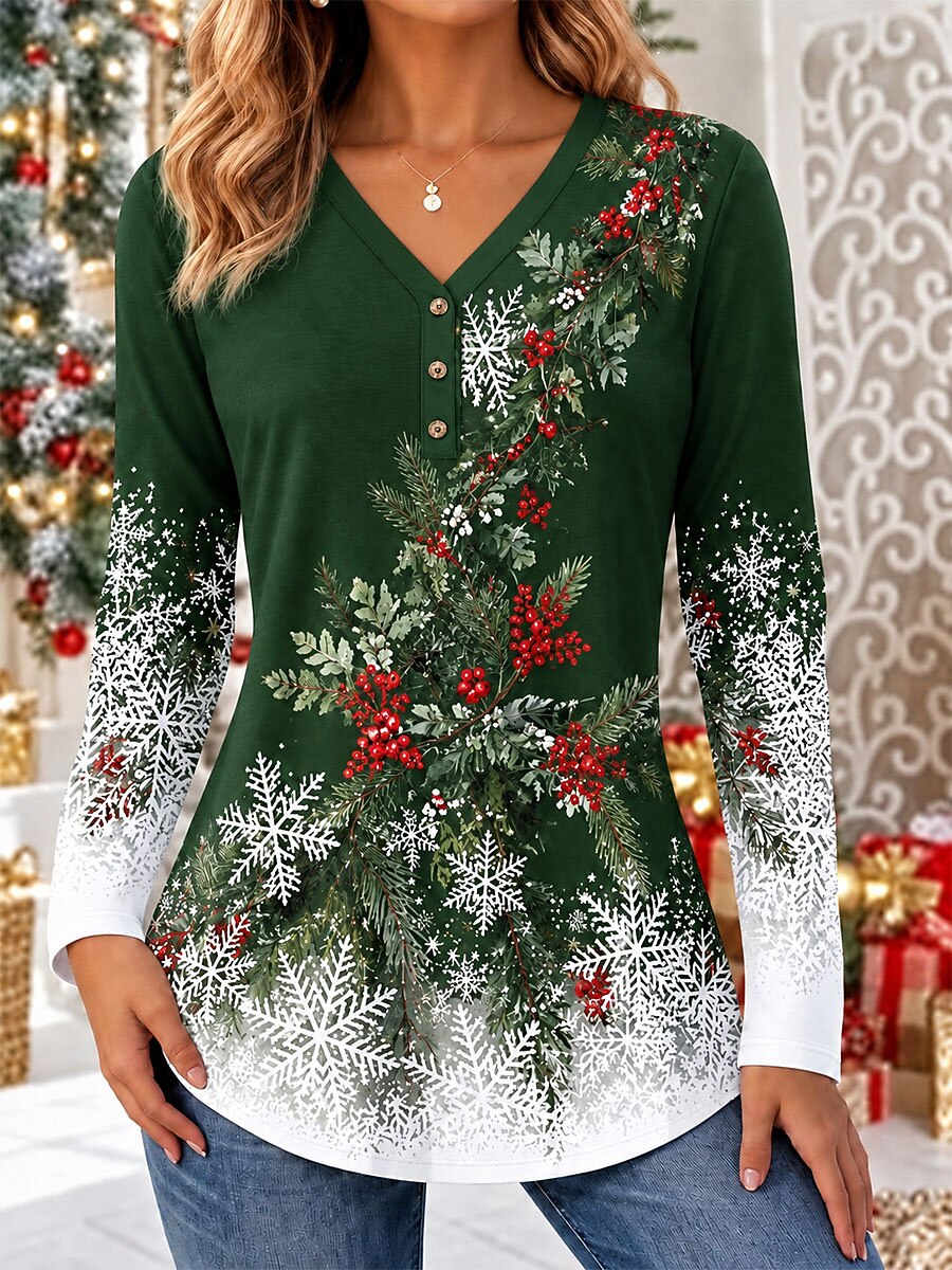Women's Christmas Elegant V Neck T-Shirt