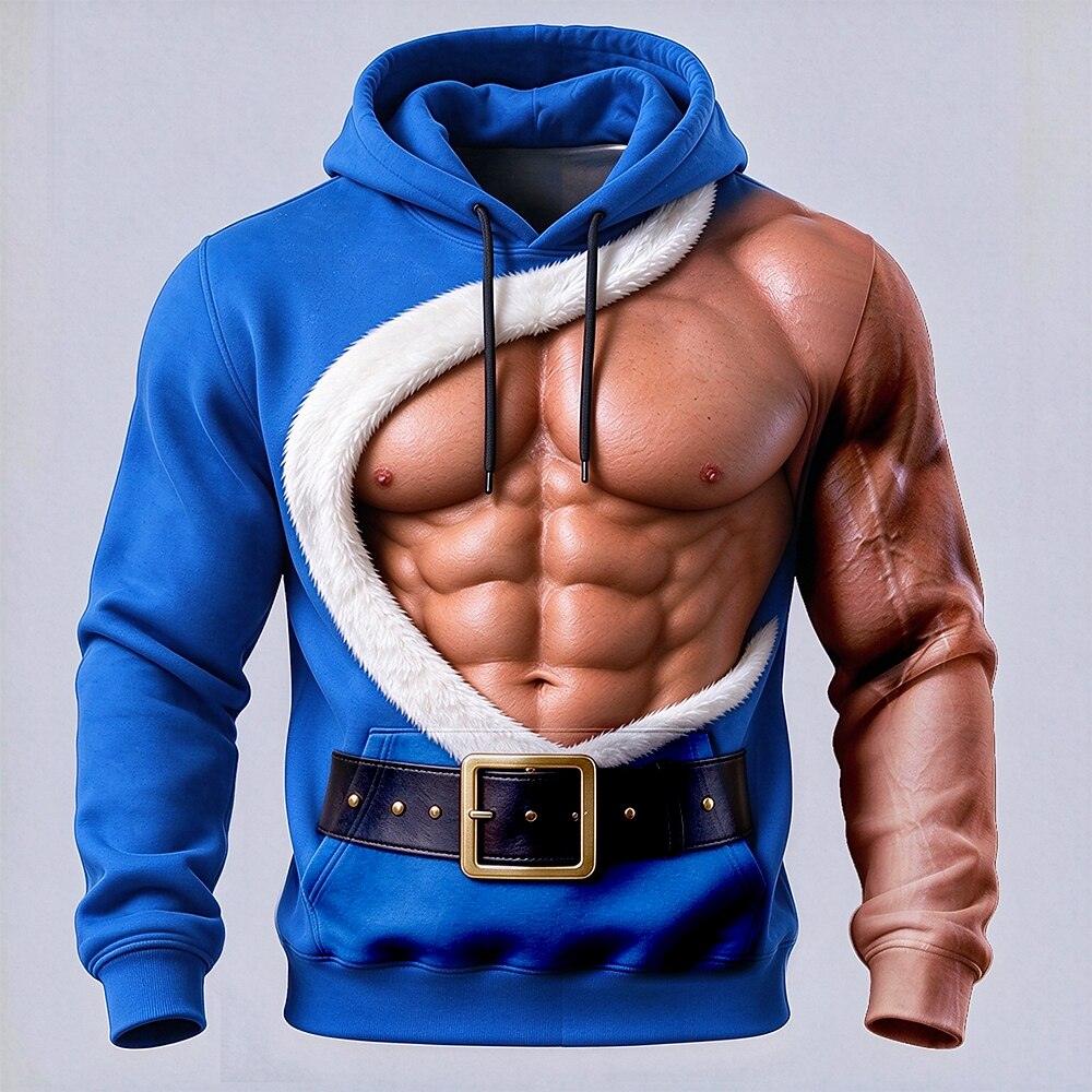 Men's Simulation Print Christmas Hoodie