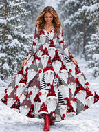 Women's Vintage Ombre Christmas Party Maxi Dress