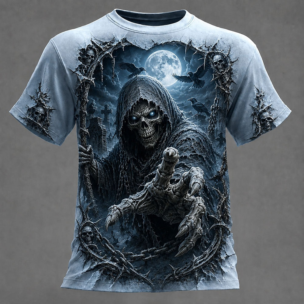 Men's Blue Grim Reaper Skull Tee