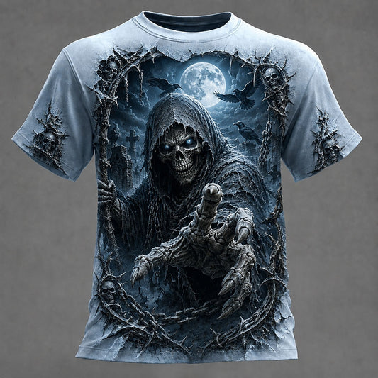 Men's Blue Grim Reaper Skull Tee
