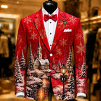 Men's White Snowflake Christmas Blazer
