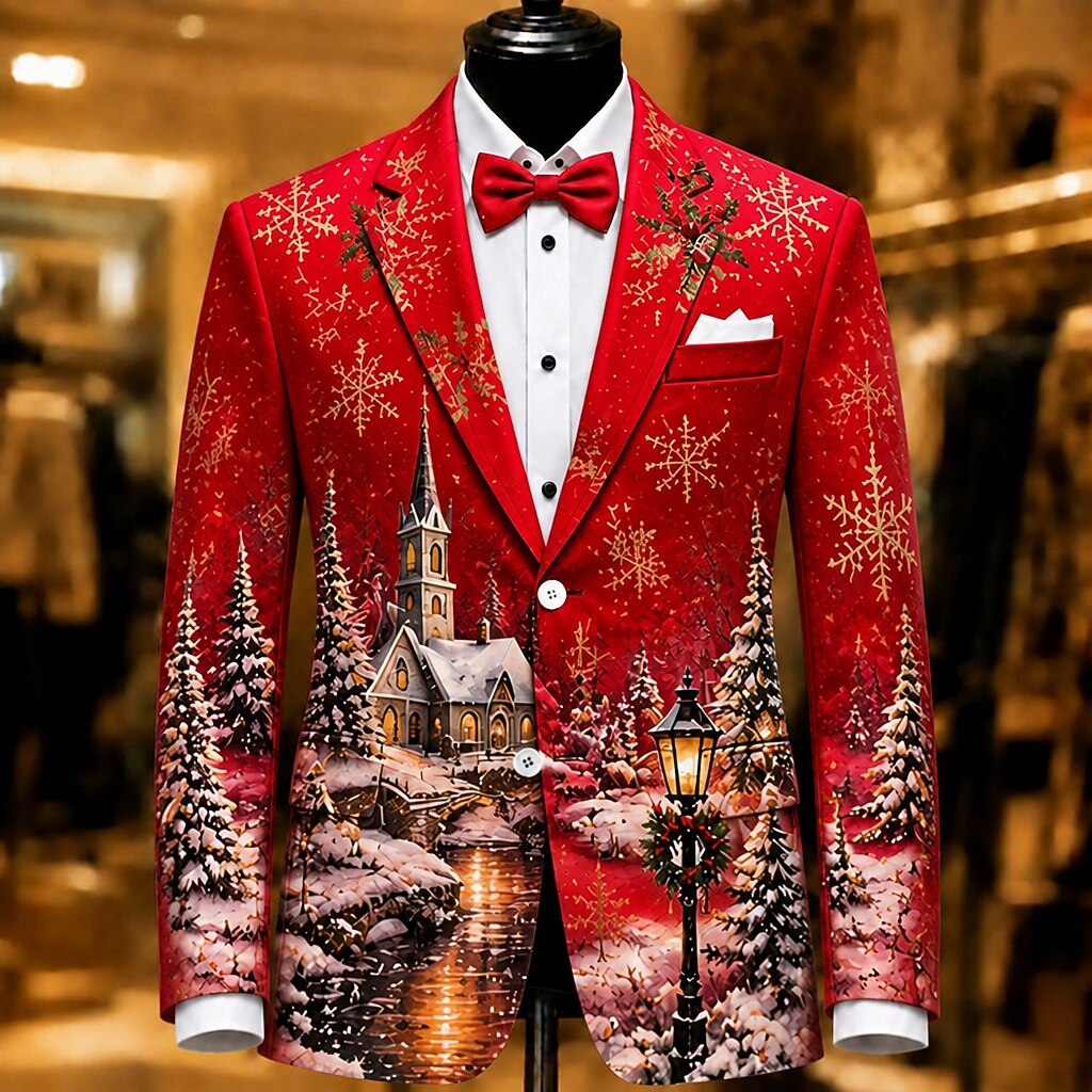 Men's White Snowflake Christmas Blazer
