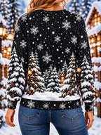 Playful Animal Print Christmas Pullover Sweatshirt