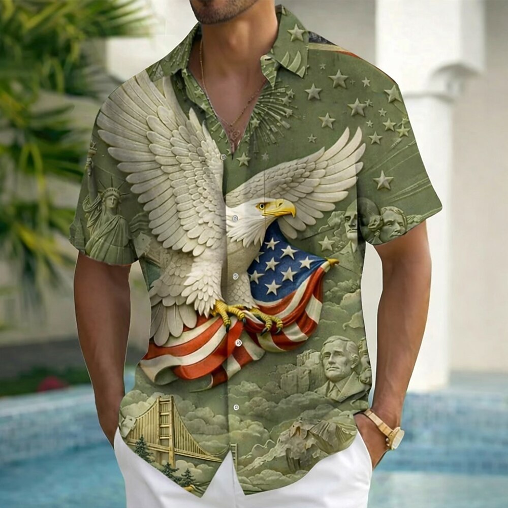 Men's Patriotic Eagle Short Sleeve Shirt