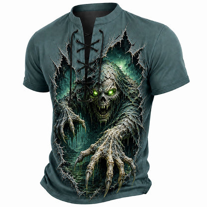 Men's Retro Grim Reaper Henley Tee