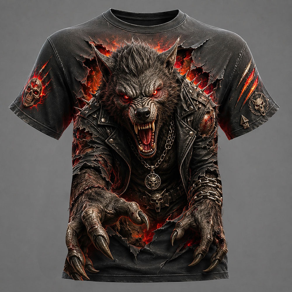 Men's Werewolf Dark Graphic Casual Tee