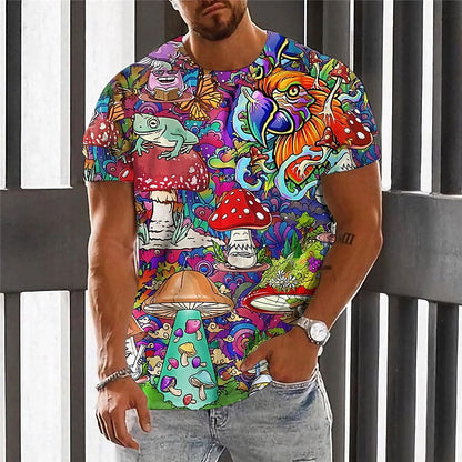 Men's Psychedelic Mushroom Monster Graphic Tee