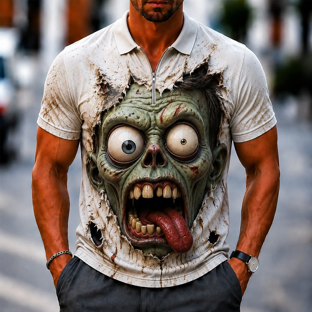 Men's Zombie Character Polo Print Shirt