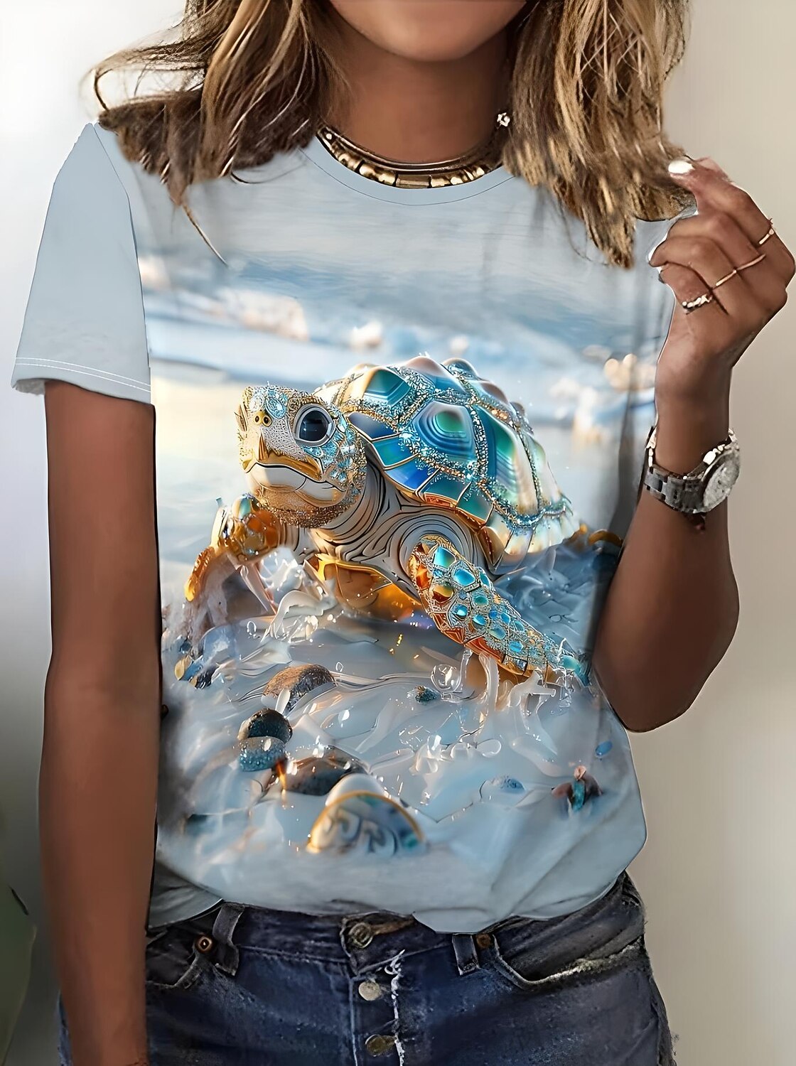 Women's Elegant Rose Art Graphic Tee