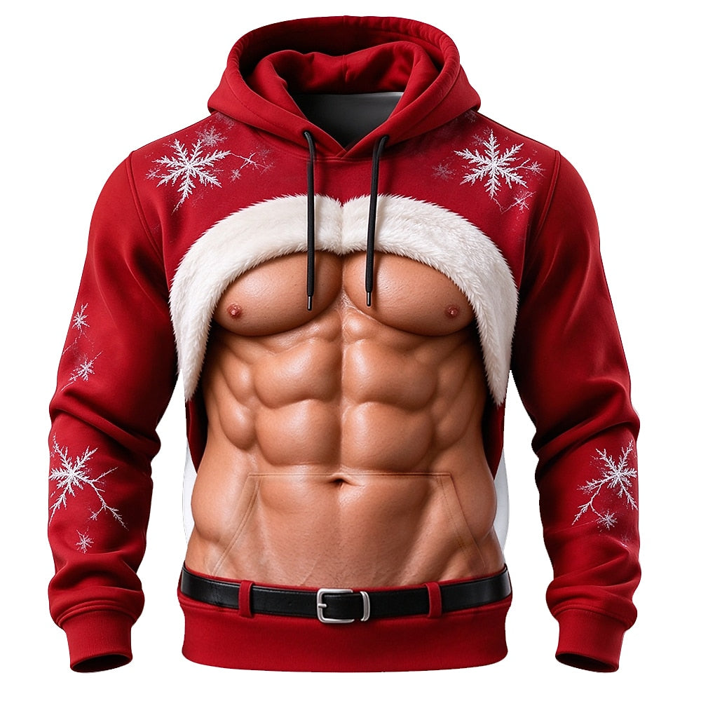 Men's Muscle Print Holiday Costume Hoodie
