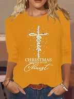 Women's Christmas Cross Letter Graphic Tee