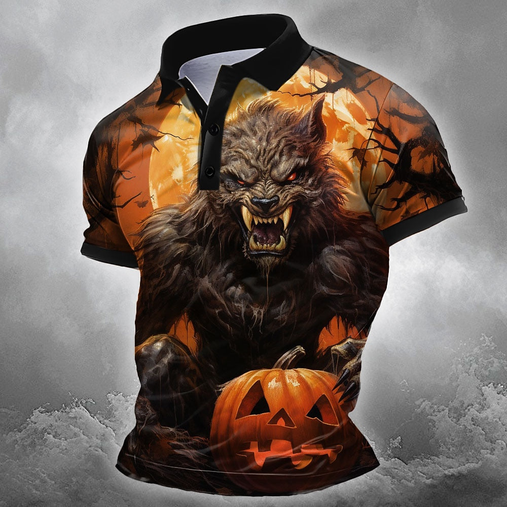 Men's Horror Animal Festival Print Polo