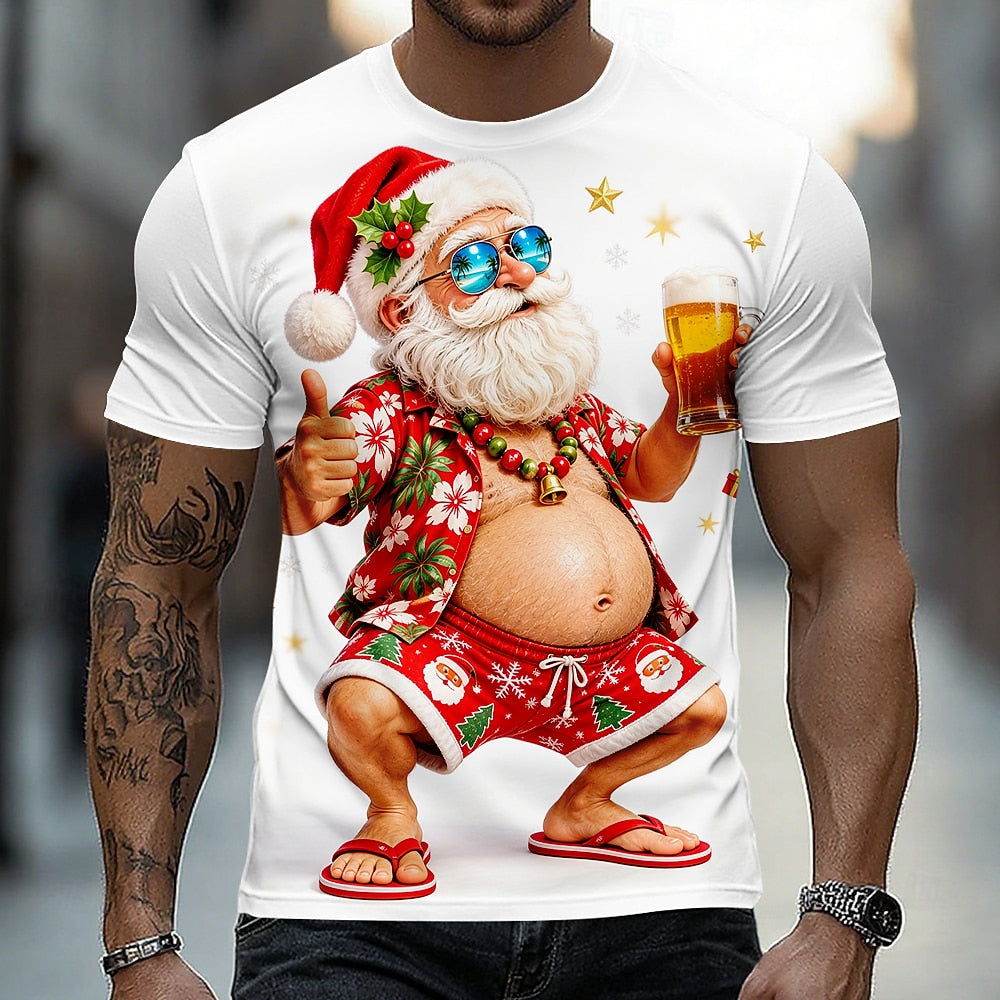 Men's Santa Christmas Artistic Graphic Tee