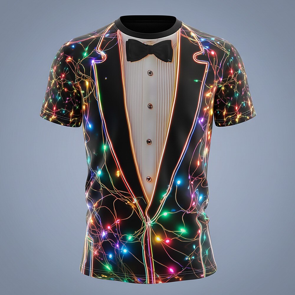 Men's Christmas Lights Tuxedo Party T-Shirt