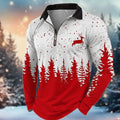 Christmas Reindeer Long Sleeve Polo Shirt