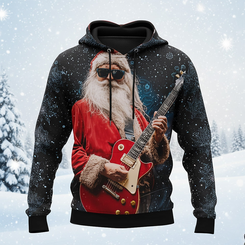 Christmas Guitar Festive Funny Cool Hoodie