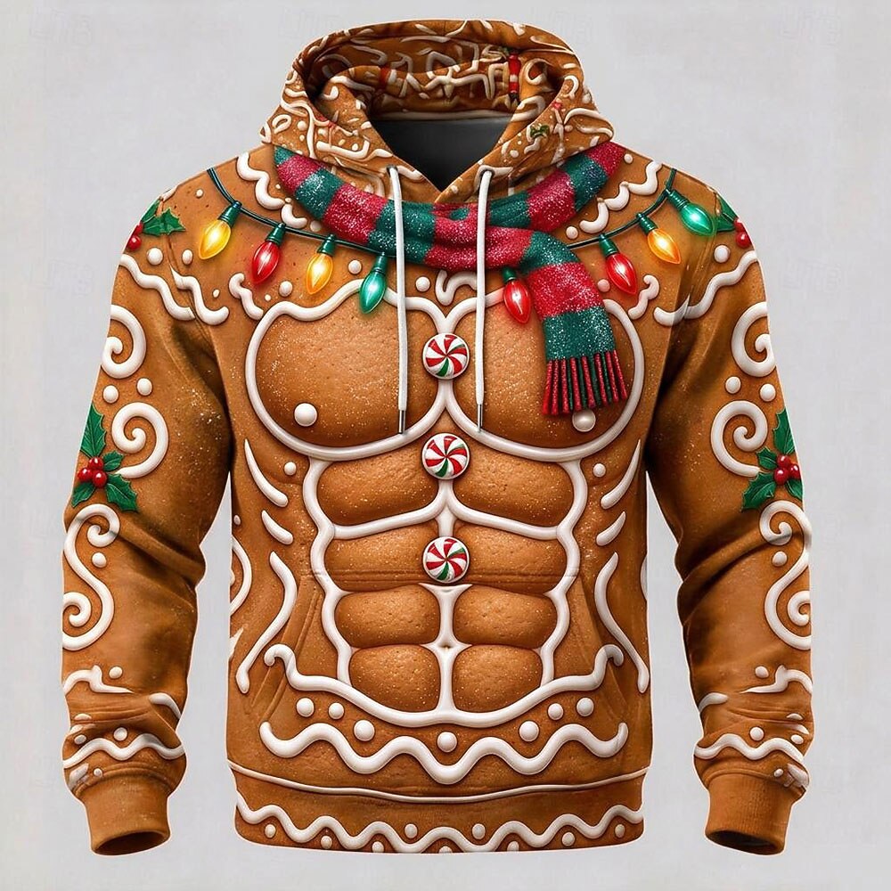 Men's Brown Simulation Christmas Hoodie