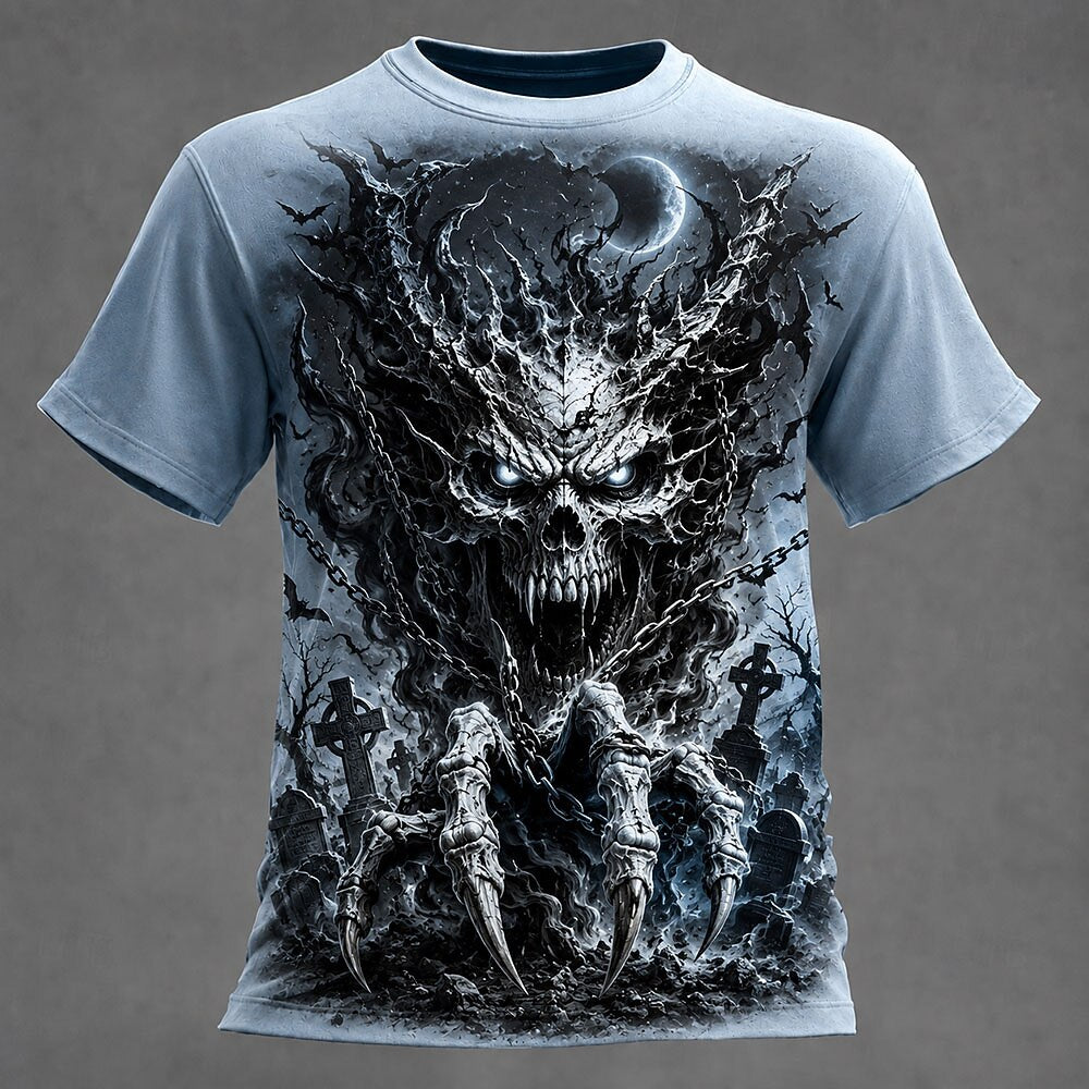 Men's Blue Grim Reaper Skull Tee