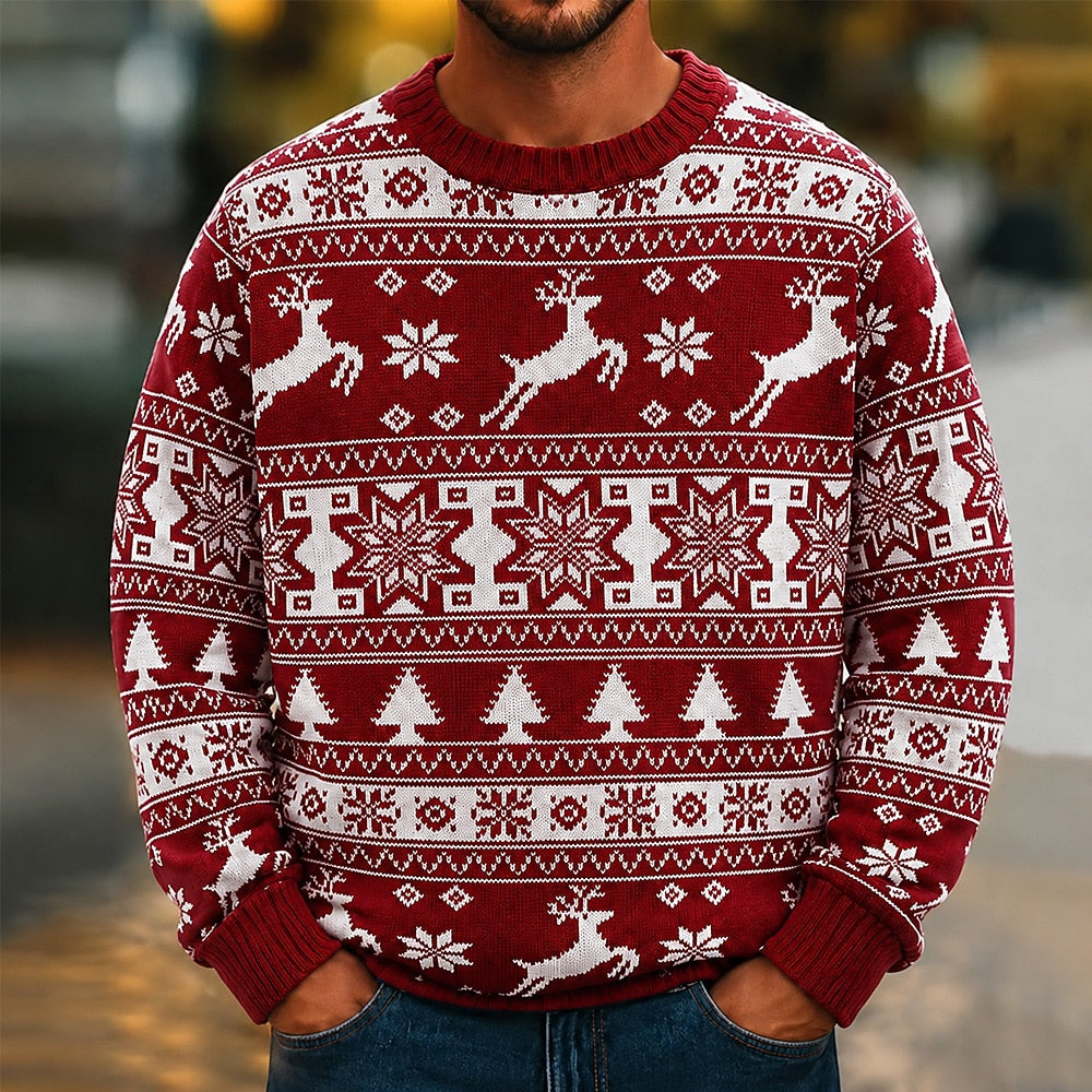 Christmas Reindeer Snowflake Knit Sweater