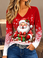 Santa Claus V Neck Christmas Shirt