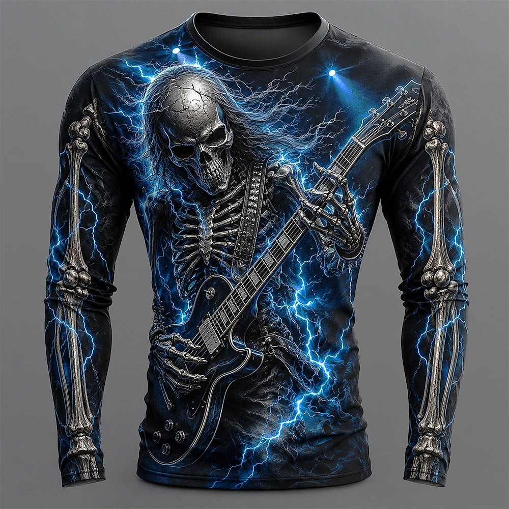 Men's Skull Skeleton Guitar 3D T-Shirt