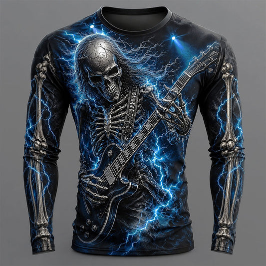 Men's Skull Skeleton Guitar 3D T-Shirt